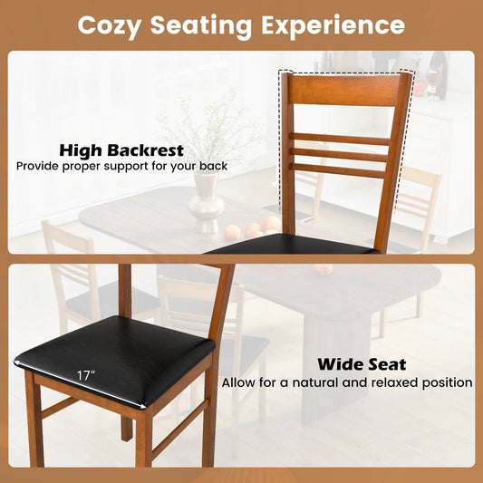 DirectDeals wood dining chairs set of 4 with rubber wood frame and black cushions on Tampa Home & Garden Store