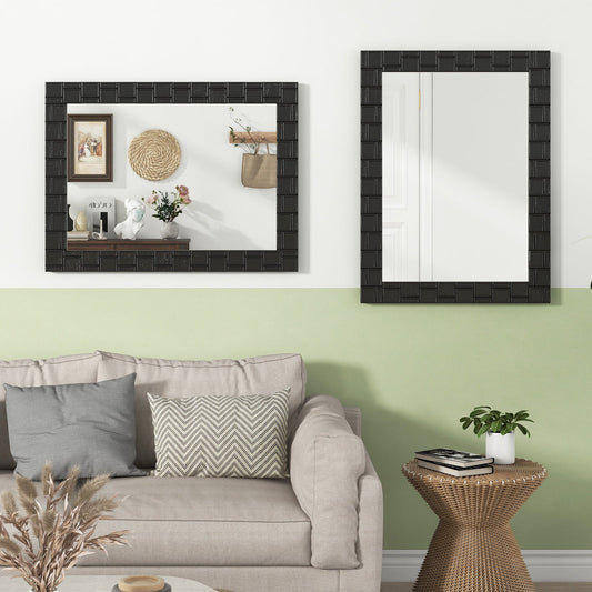 Wood Framed Wall Mirror Rectangle Vanity Mirror for Living Room Entryway-Black - Tampa Home & Garden Store