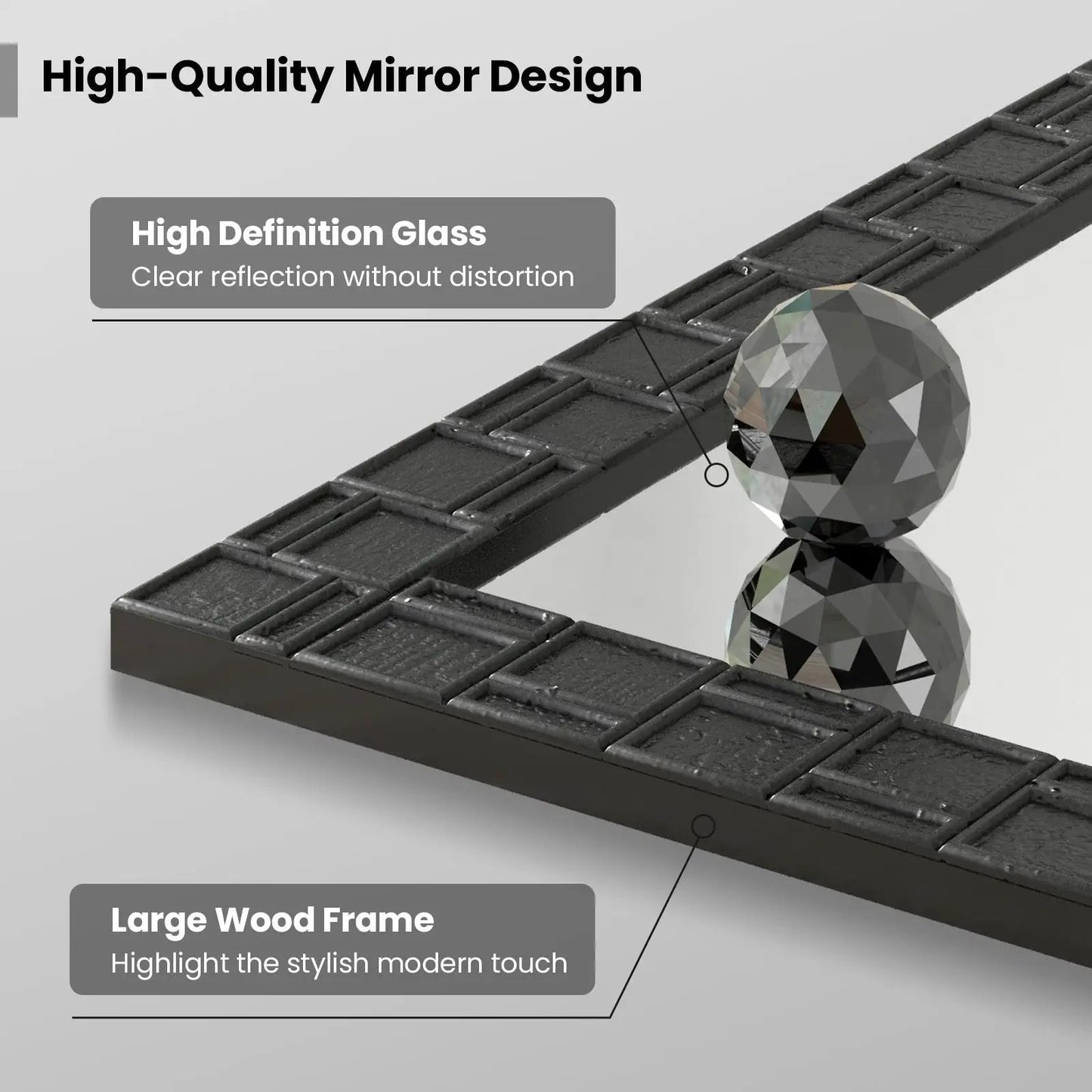 Wood Framed Wall Mirror Rectangle Vanity Mirror for Living Room Entryway-Black - Tampa Home & Garden Store