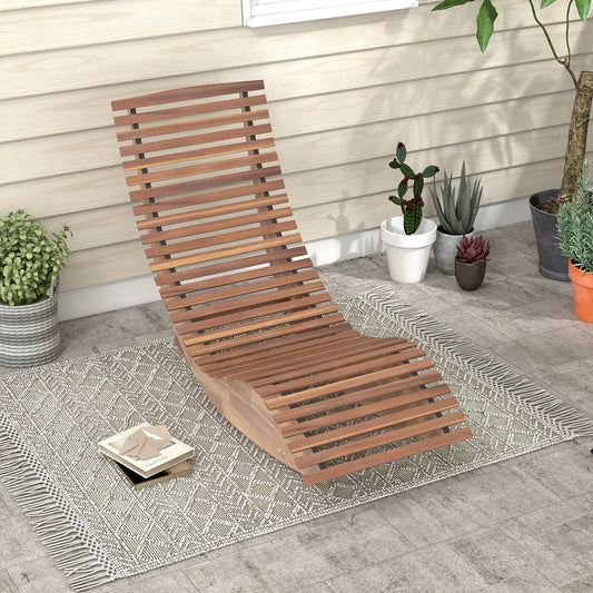 Outdoor Acacia Wood Rocking Chair with Widened Slatted Seat and High Back - Tampa Home & Garden Store