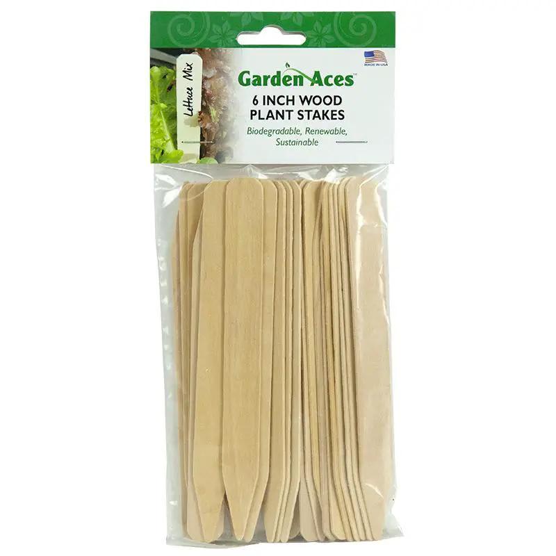Biodegradable birch wood plant labels 6 inch, 24-pack plant tags in Garden Aces packaging on Tampa Home & Garden Store