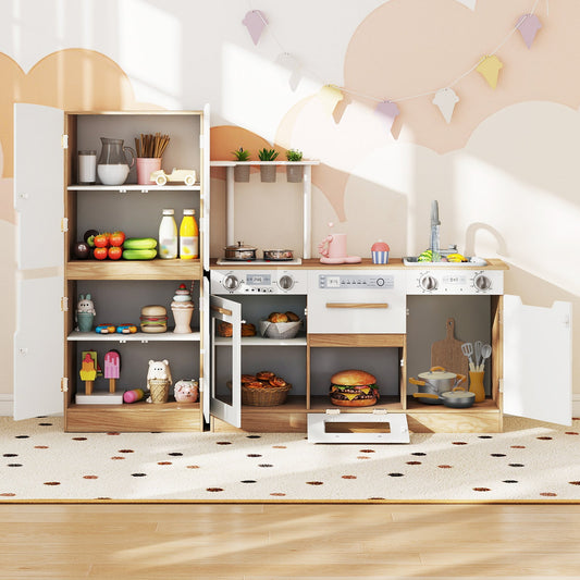 Wooden 2 Piece Kids Kitchen Playset with Fridge and Running Water - Tampa Home & Garden Store