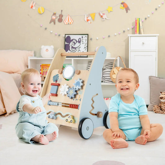 Wooden Push and Pull Walker by DirectDeals with blue accents on Tampa Home & Garden Store