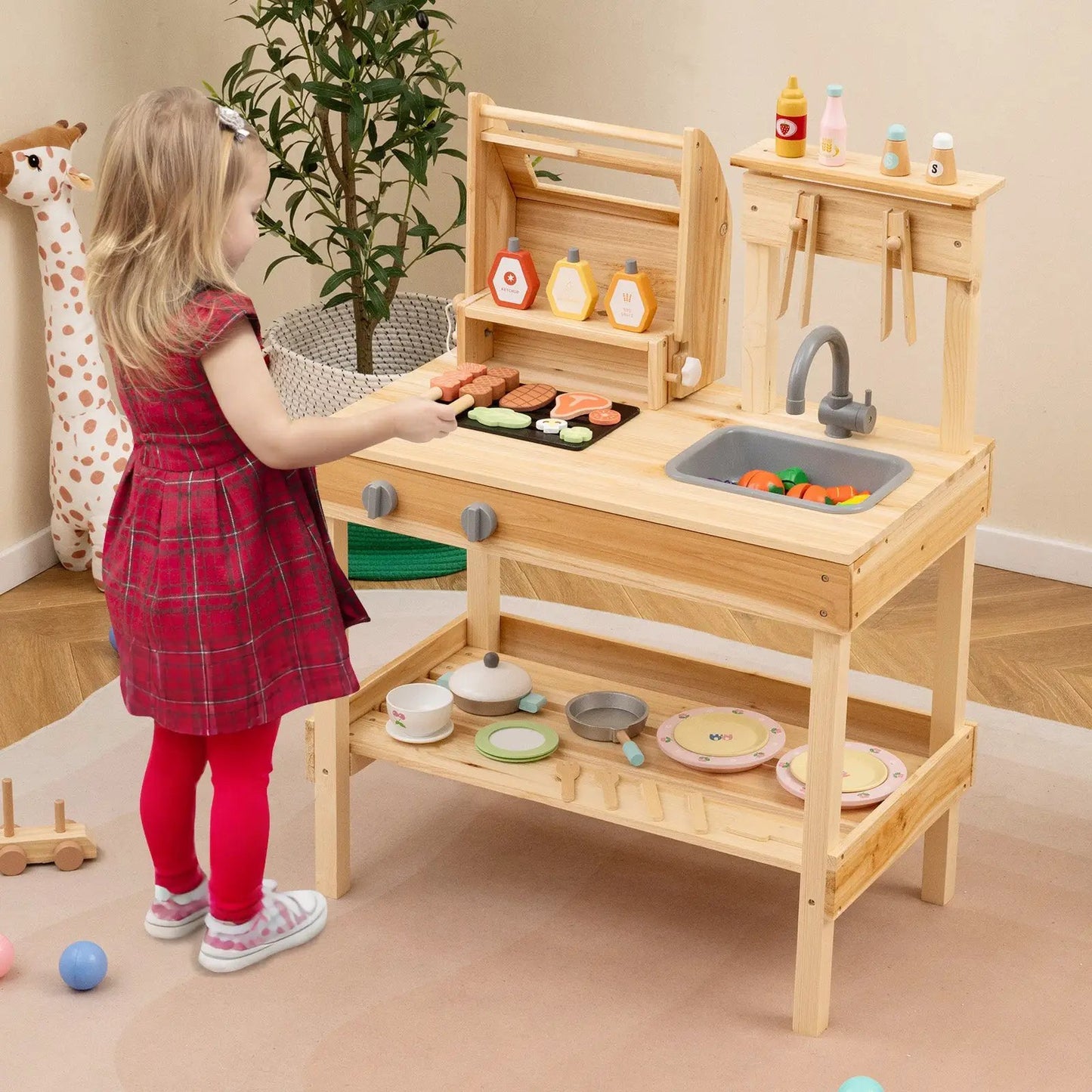 Farmhouse Console Table 2-Tier Storage Shelf