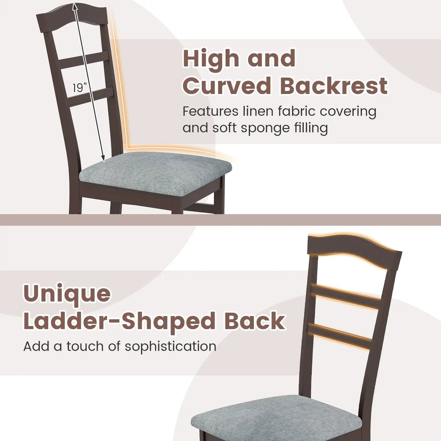 Wooden dining chairs set of 2 with linen upholstered gray seats by DirectDeals on Tampa Home & Garden Store