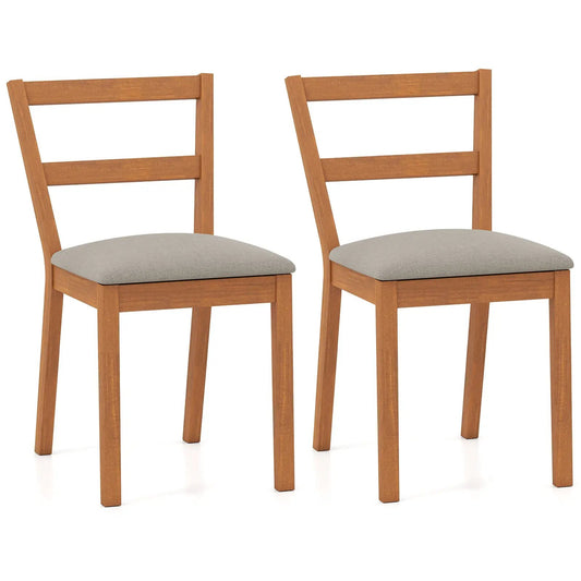 Wooden dining chairs set of 2 with ladder-back and light gray upholstered seats on Tampa Home & Garden Store