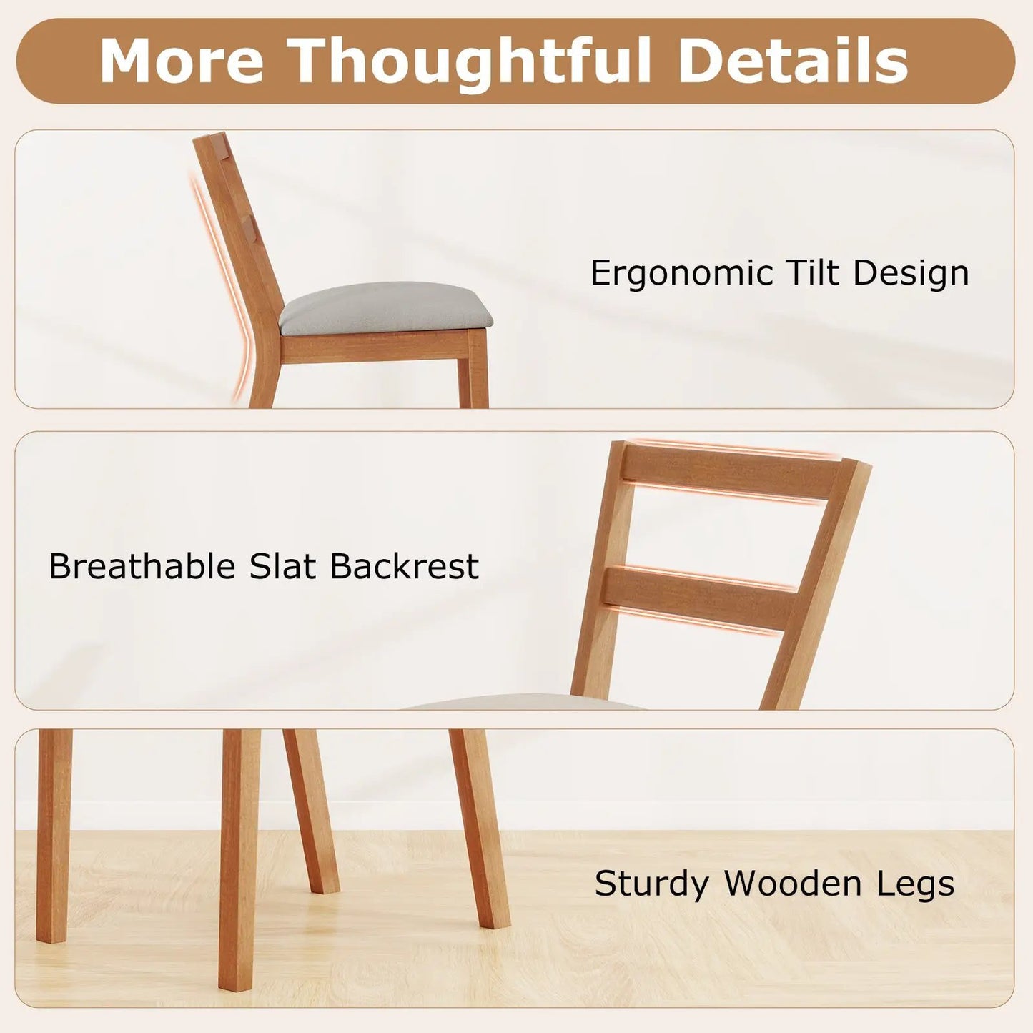 Wooden dining chairs with gray upholstered seats, set of 2, DirectDeals on Tampa Home & Garden Store
