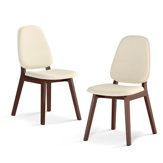 Wooden dining chairs set of 2 cream upholstered mid-century modern DirectDeals on Tampa Home & Garden Store