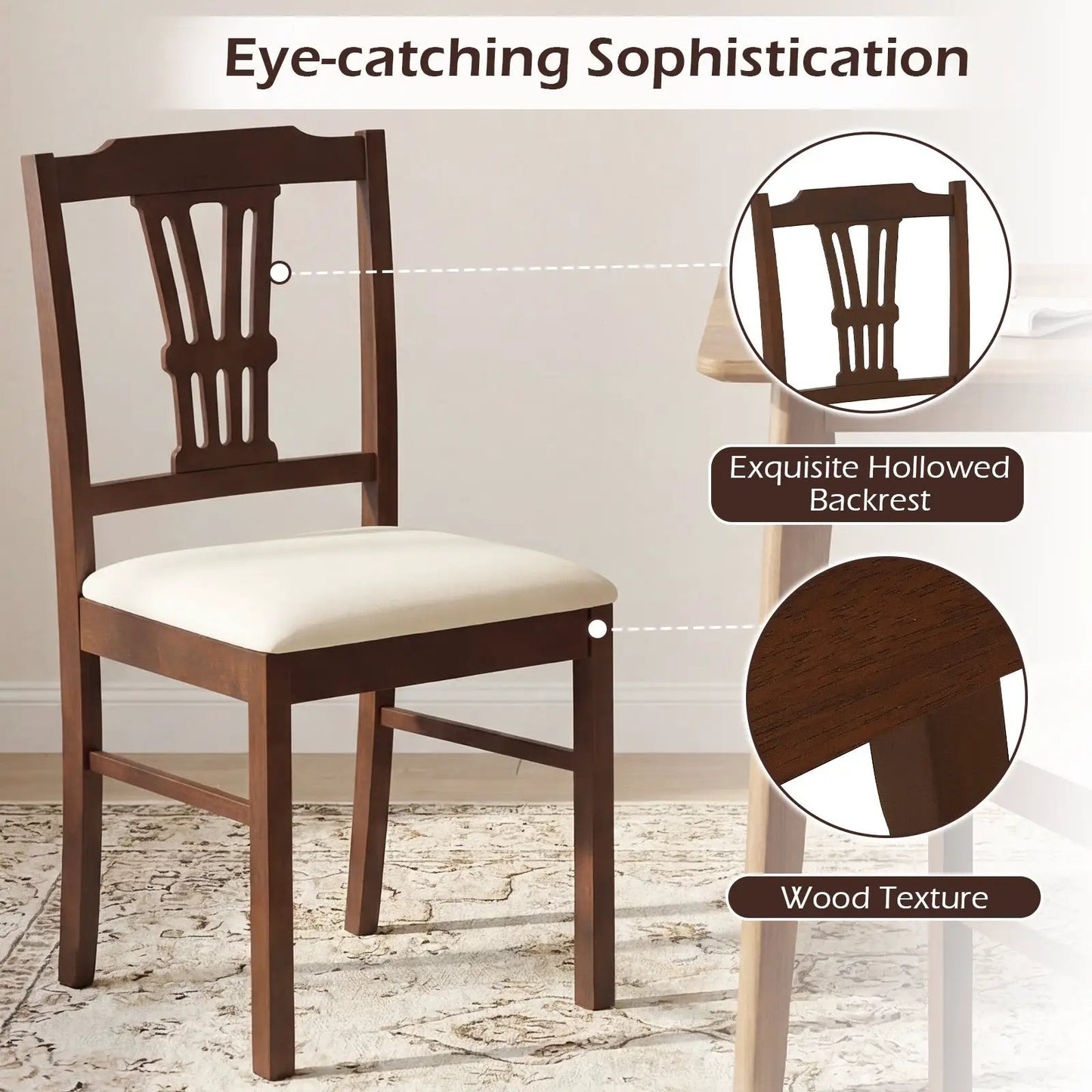 Wooden dining chairs set of 2 upholstered seats dark brown rubberwood frame DirectDeals on Tampa Home & Garden Store