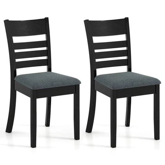 DirectDeals Wooden Dining Chairs 2 chairs with black rubberwood frame and gray upholstered seats on Tampa Home & Garden Store