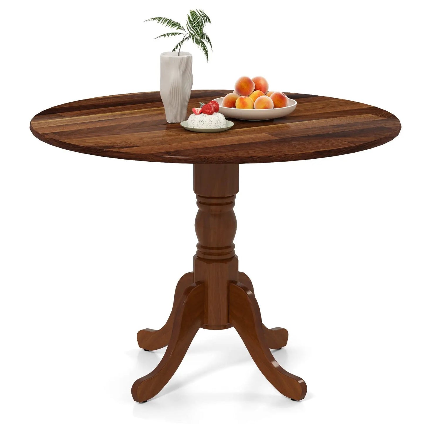 Wooden Dining Table with Round Tabletop and Curved Trestle Legs-Black - Tampa Home & Garden Store