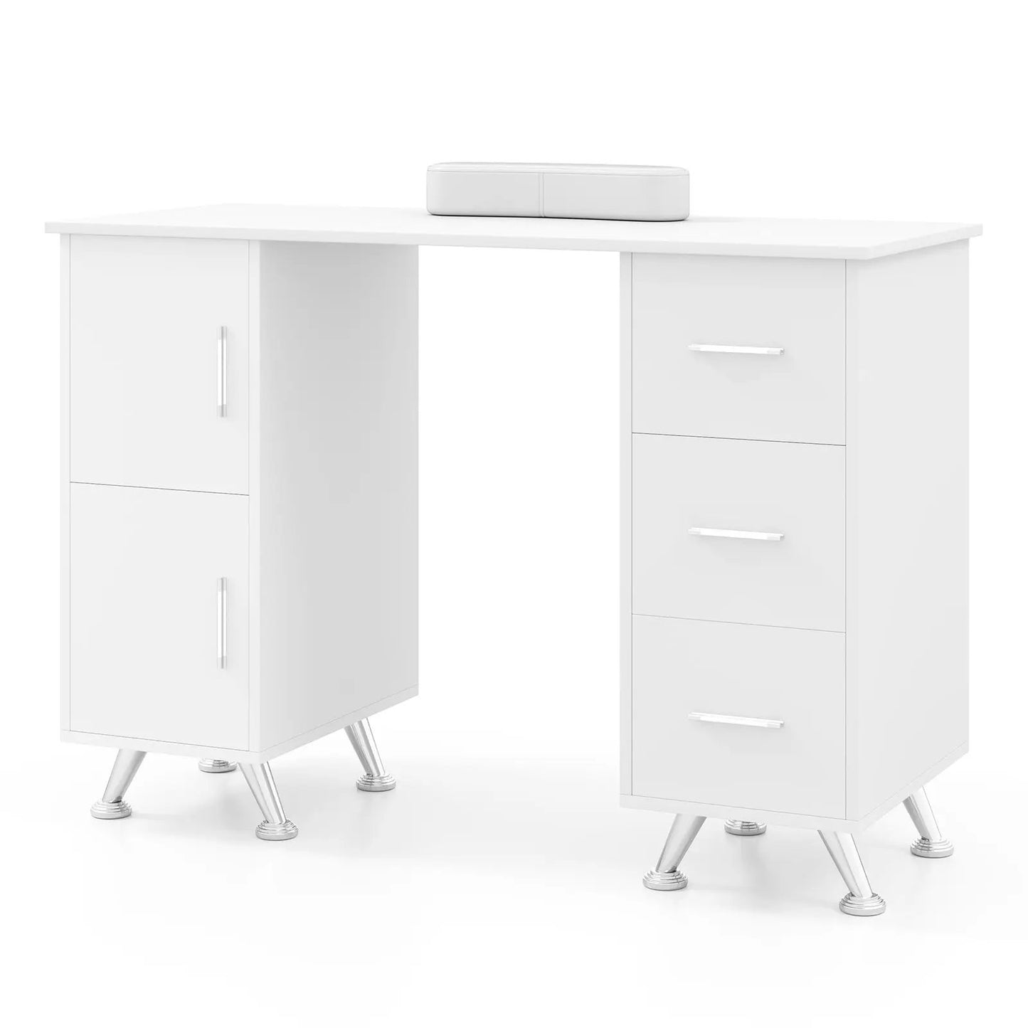 Wooden manicure table with drawers and wrist rest, white finish, DirectDeals on Tampa Home & Garden Store