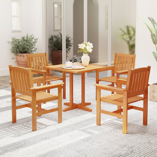 Wooden Patio Chairs Set of 2 with Inclined Backrests - Tampa Home & Garden Store