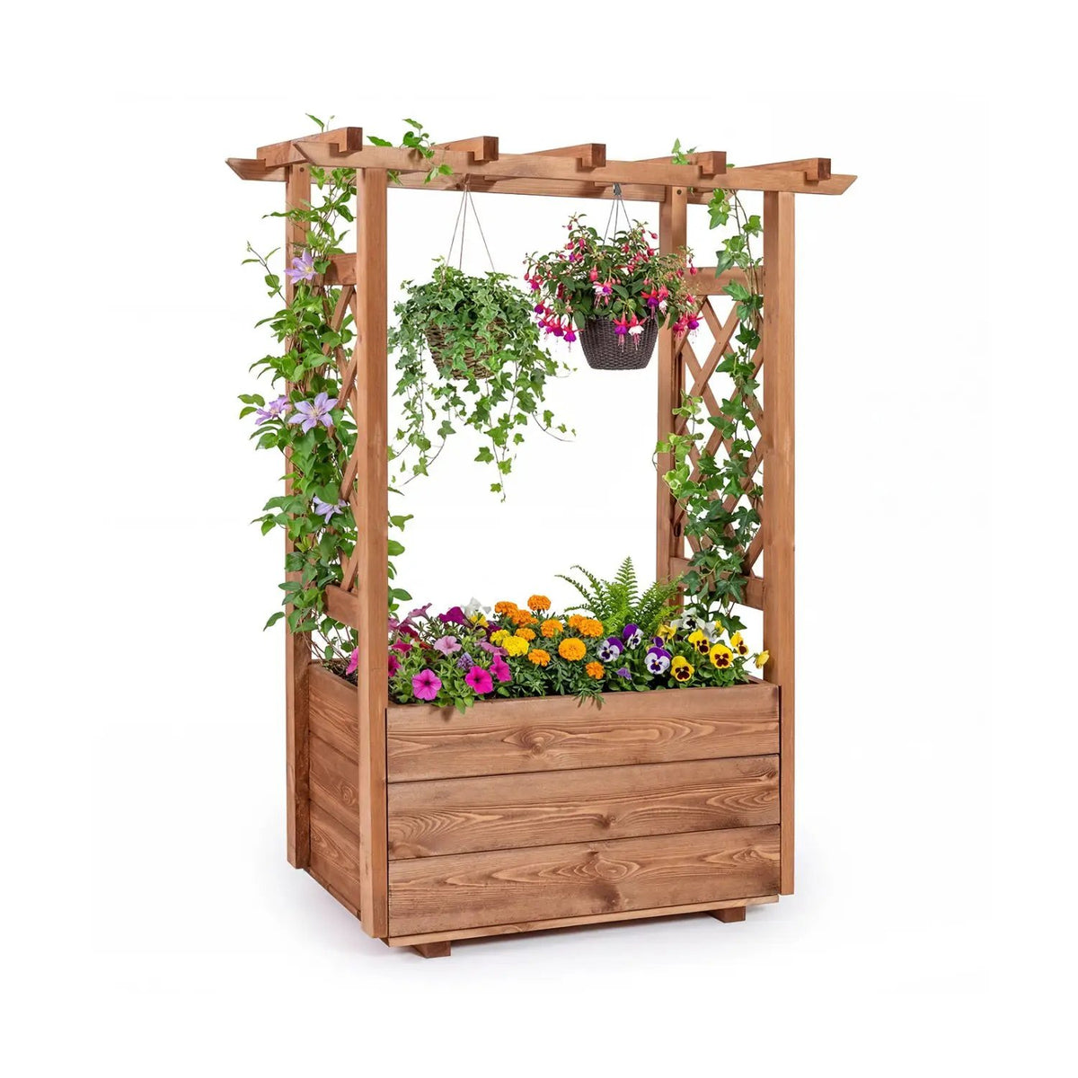 Raised wooden garden bed elevated planter box with roof DirectDeals hanging baskets on Tampa Home & Garden Store