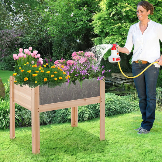 Raised garden bed planter in natural fir wood, 30/47 inch size, DirectDeals on Tampa Home & Garden Store