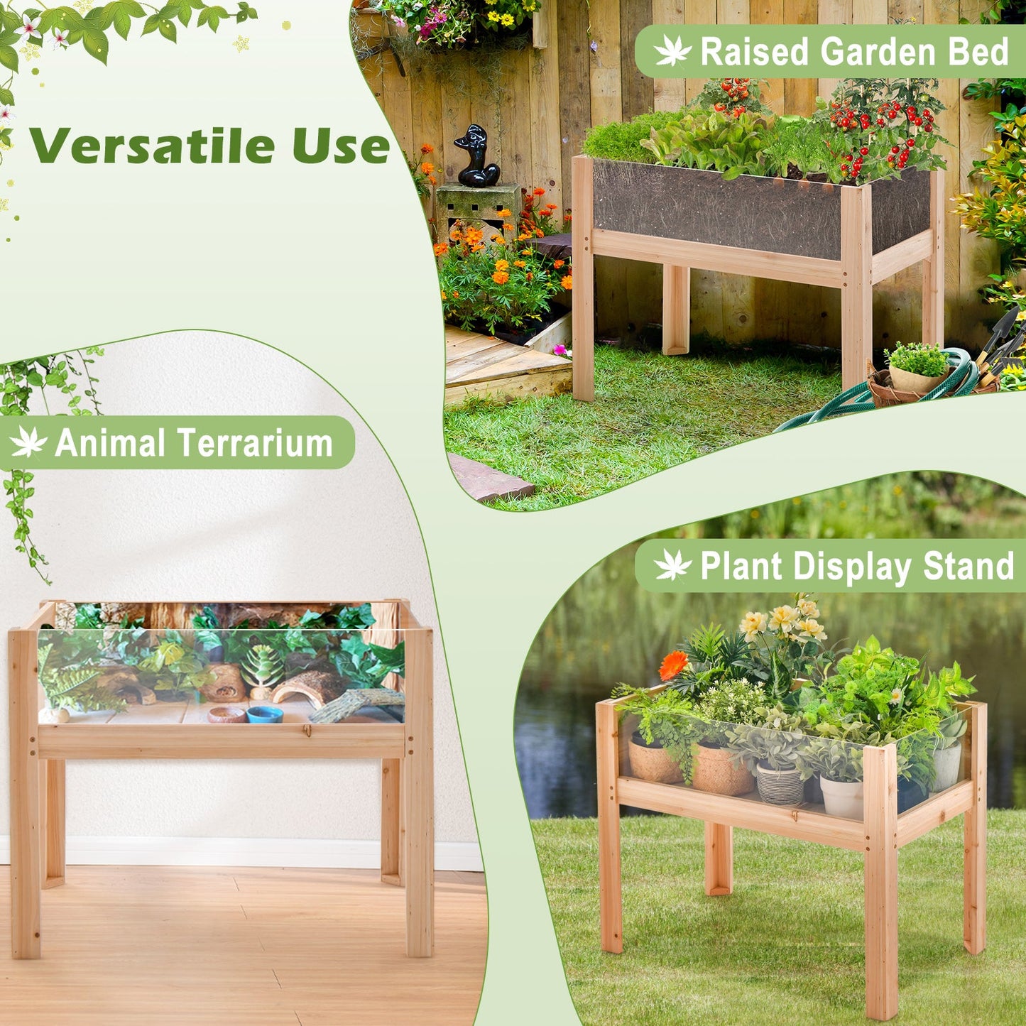30/47 Inch Wooden Raised Garden Bed-S - Tampa Home & Garden Store