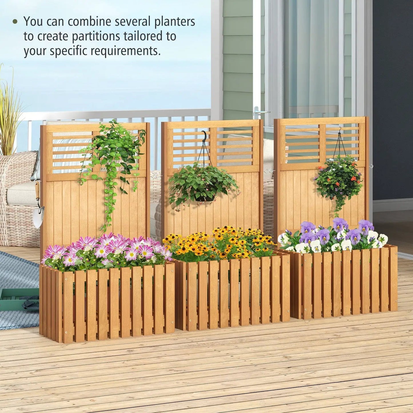 Wooden Raised Garden Bed with Privacy Screen - Tampa Home & Garden Store