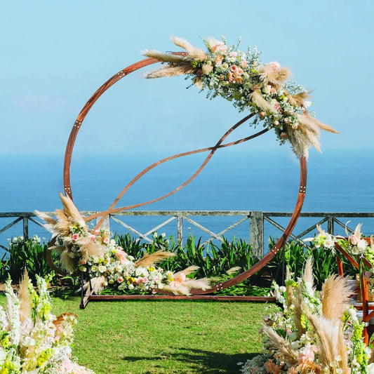 Wooden Wedding Arch Solid Wood Arbor Backdrop Stand for Wedding Ceremony-Round - Tampa Home & Garden Store