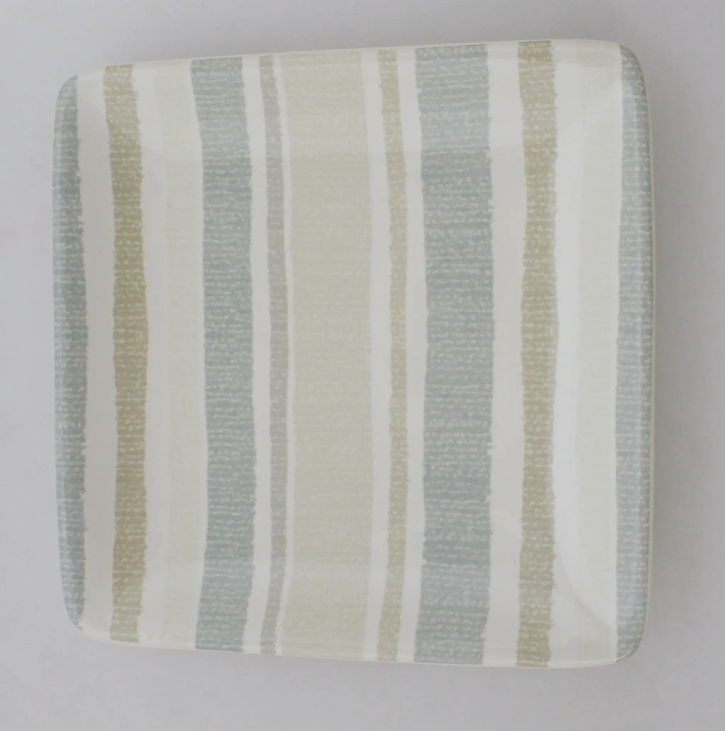 Woodland Walk Canape Plate Stripe Earthenware serving platter with pale blue beige stripes on Tampa Home & Garden Store