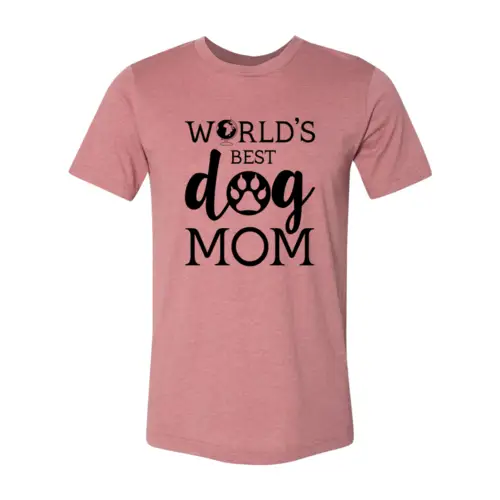 Pink Worlds Best Dog Mom T-shirt with paw print design on Tampa Home & Garden Store