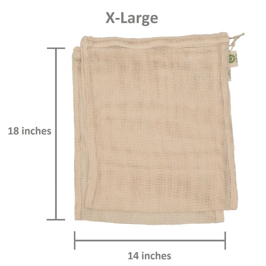 Onion storage bags 3-pack X-Large beige mesh produce bags Organic Cotton Mart on Tampa Home & Garden Store