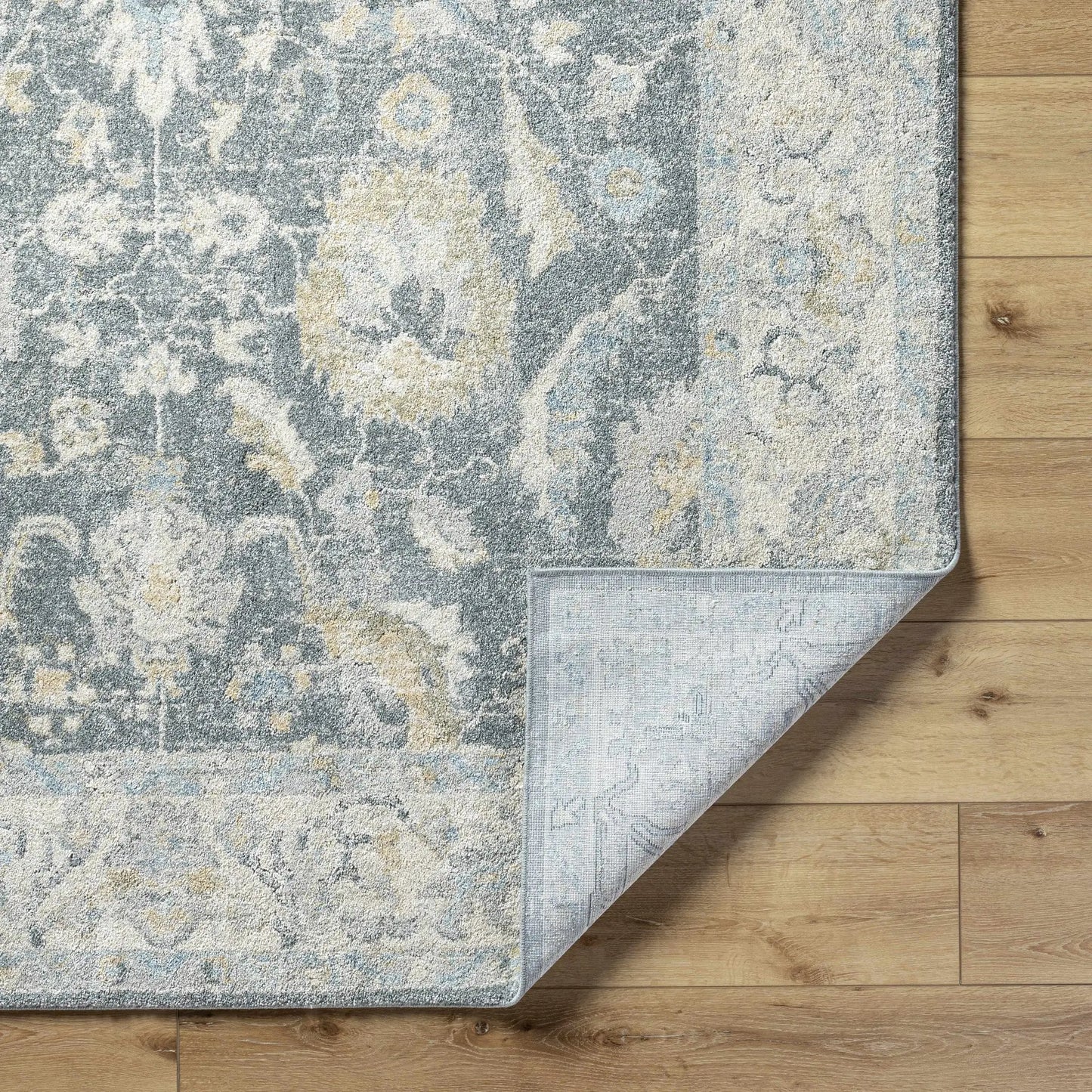 Yetta Tan Thick Luxe Area Rug, machine woven, blue-gray with tan accents, Boutique Rugs on Tampa Home & Garden Store