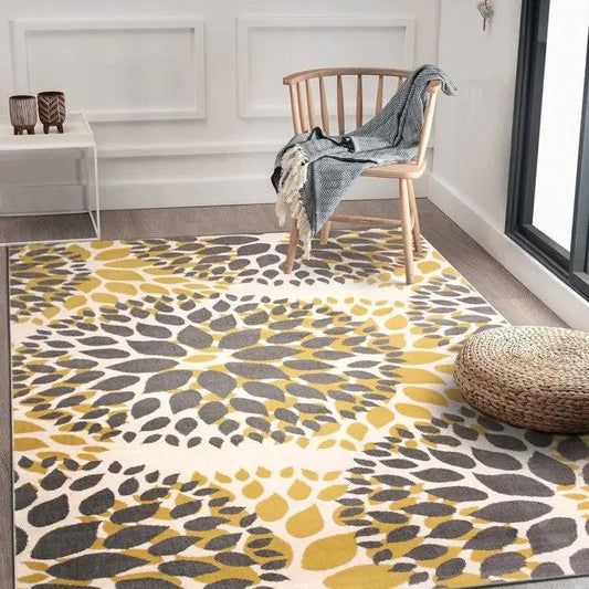 Grey Yellow Floral Woven Area Rug stain resistant polypropylene HomePacific on Tampa Home & Garden Store