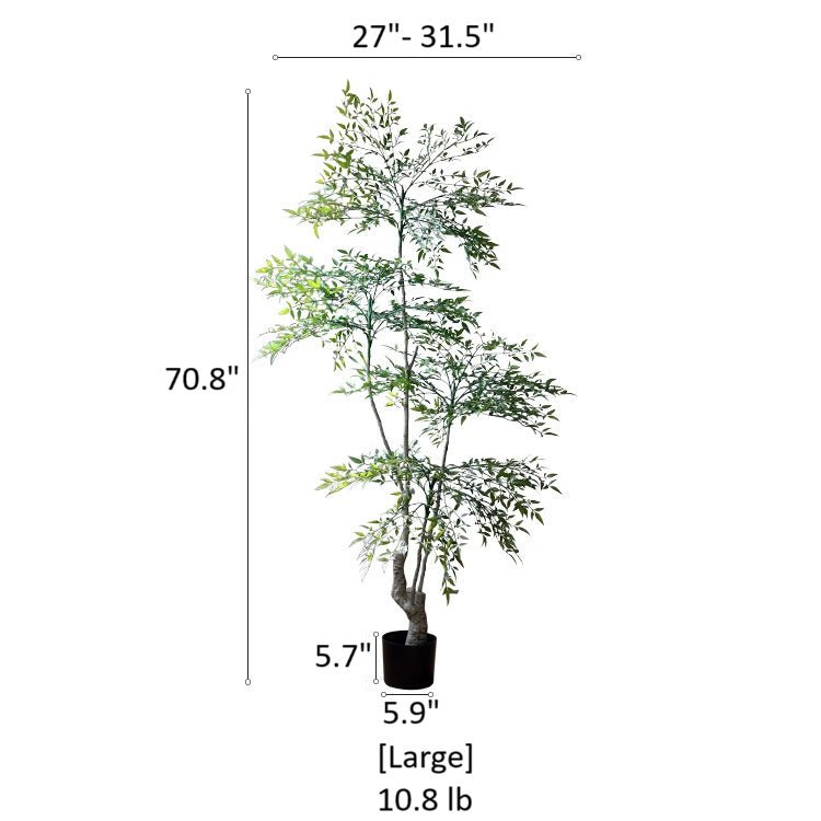 Lifelike Nandina Indoor Tree tall artificial plant with green foliage in black pot RusticReach on Tampa Home & Garden Store