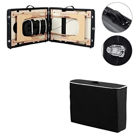 Mesa Plegable Elevada Portátil Ajustable Negra para Masajes o Tatuajes