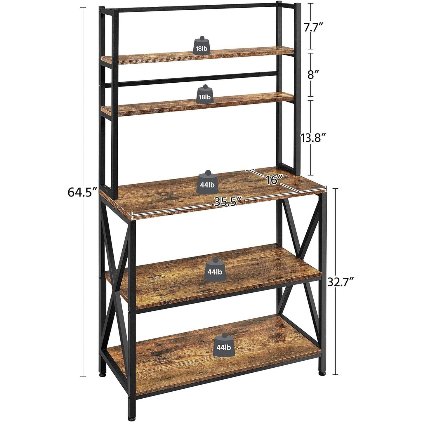 Estante de cocina moderno industrial de metal y madera para panadería