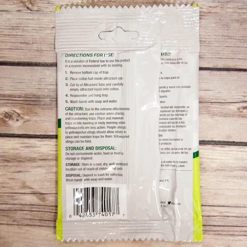 Yellowjacket Attractant Refill 4 Weeks pest control pouch, white with yellow-green trim on Tampa Home & Garden Store