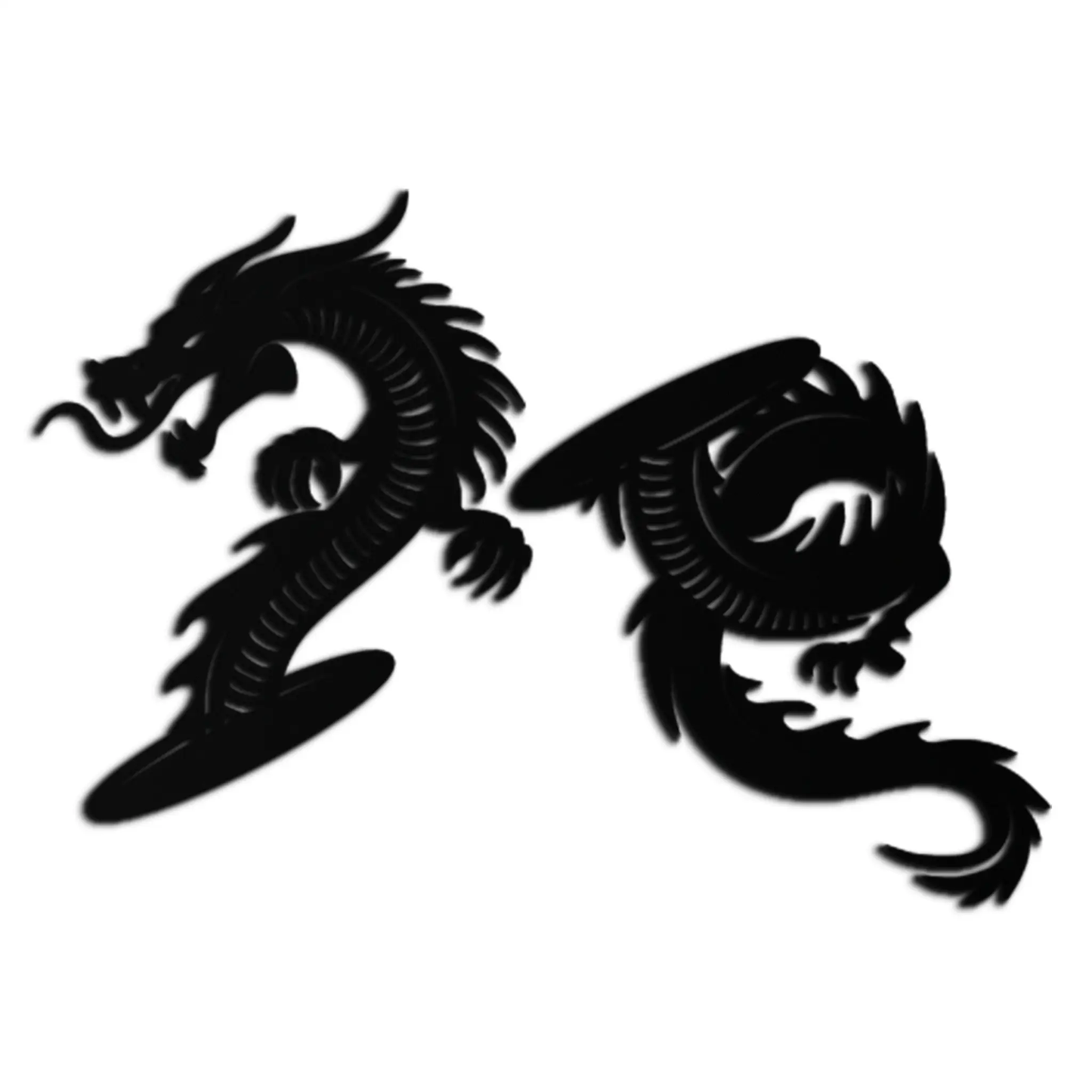 Yin Yang Dragon Duo metal wall art in black steel with two entwined dragon motifs on Tampa Home & Garden Store