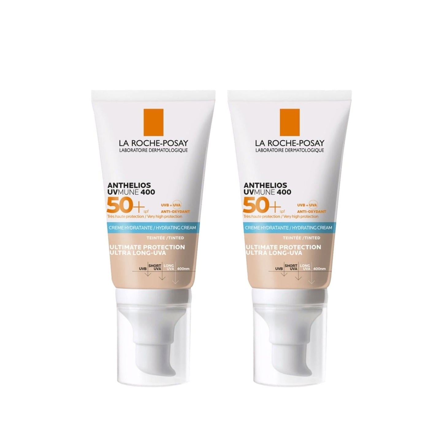 Anthelios UVMUNE 400 SPF50+ tinted hydrating sunscreen, 2 tubes, La Roche-Posay on Tampa Home & Garden Store