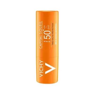 Vichy Capital Soleil SPF 50+ sunscreen stick orange tube with white logo for sensitive skin on Tampa Home & Garden Store