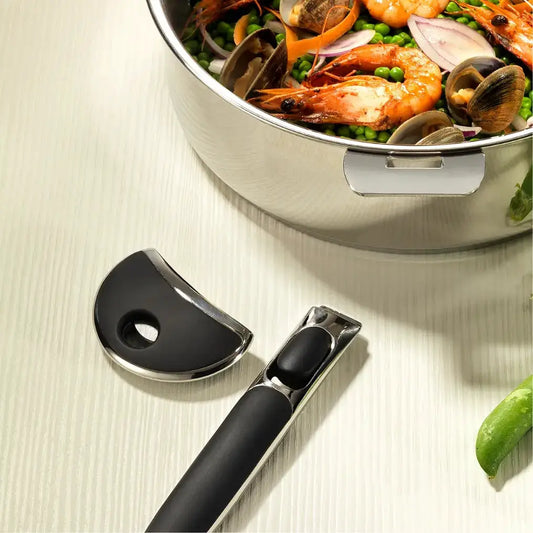 Zénith 3-Side Detachable Handle for Cristel System with black silicone grip and chrome ends on Tampa Home & Garden Store