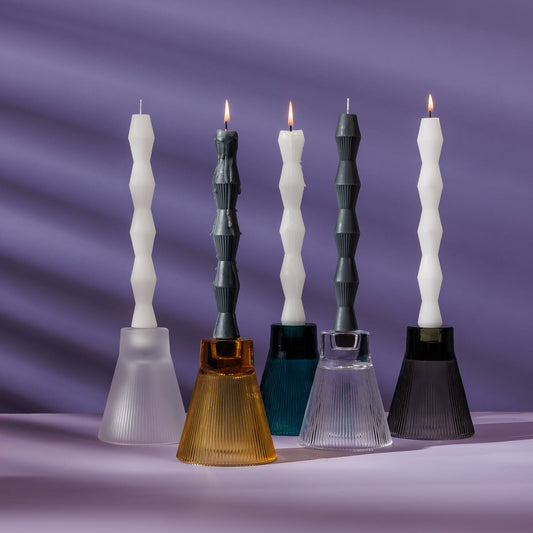 ZAI Geometric Pillar Candle in Ivory