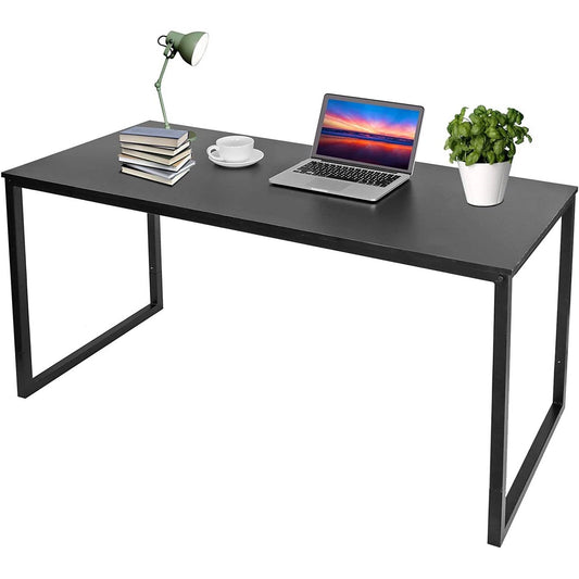 Black Metal Frame Wood Top Modern Home Office Laptop Computer Desk Writing Table - Tampa Home & Garden Store