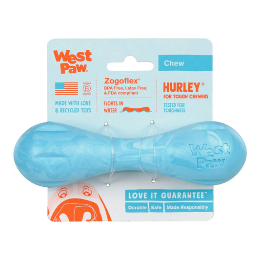 Hurley Aqua Swirl Indestructible Dog Chew Toy by West Paw in blue Zogoflex on Tampa Home & Garden Store
