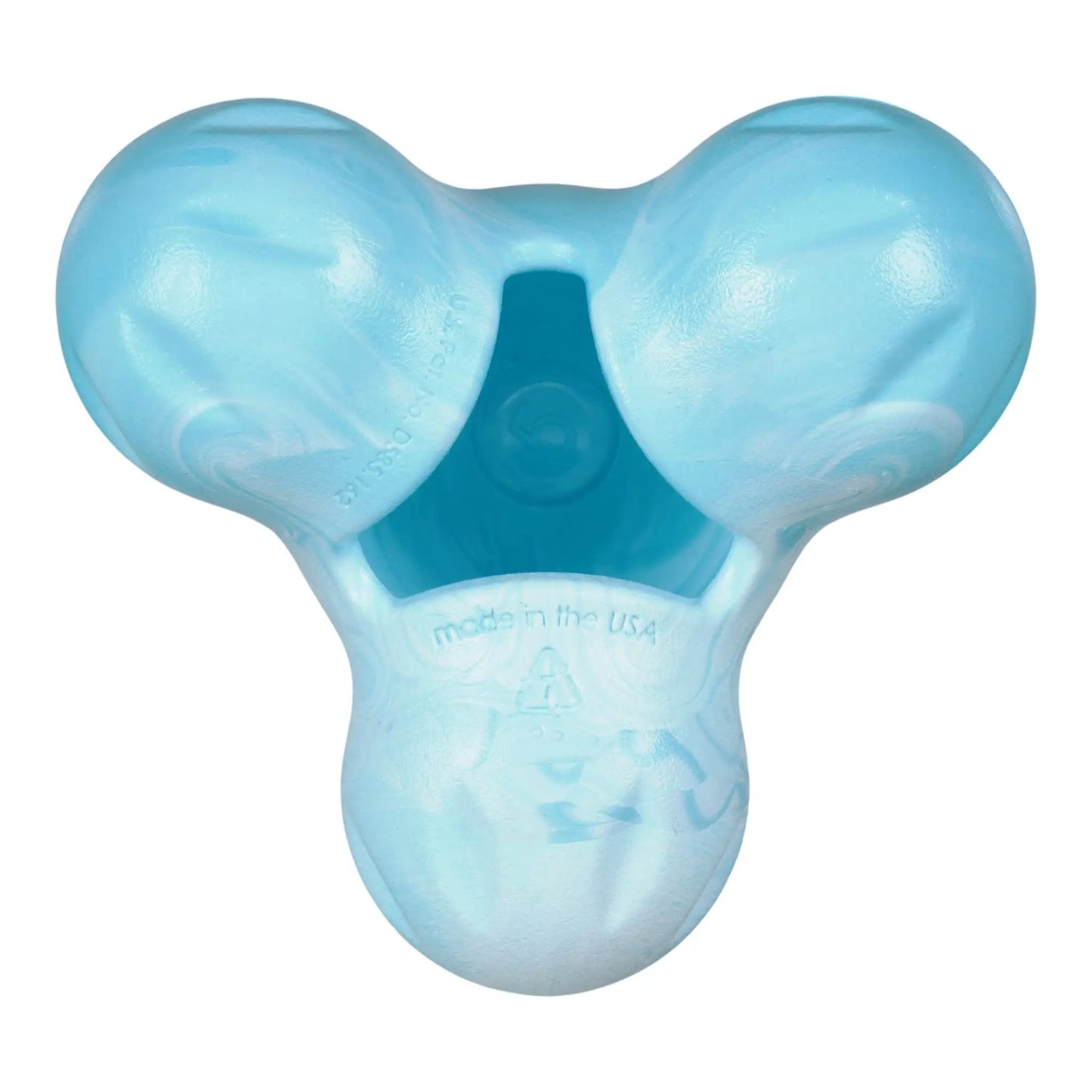 Tux Aqua Swirl tough chewer dog toy with treat hole blue on Tampa Home & Garden Store