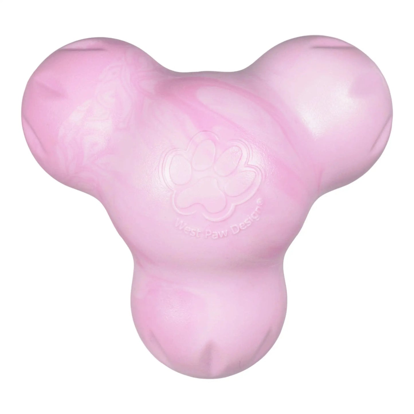 Tux Bubblegum Swirl Tough Treat dog toy by West Paw, pink heart-shaped on Tampa Home & Garden Store
