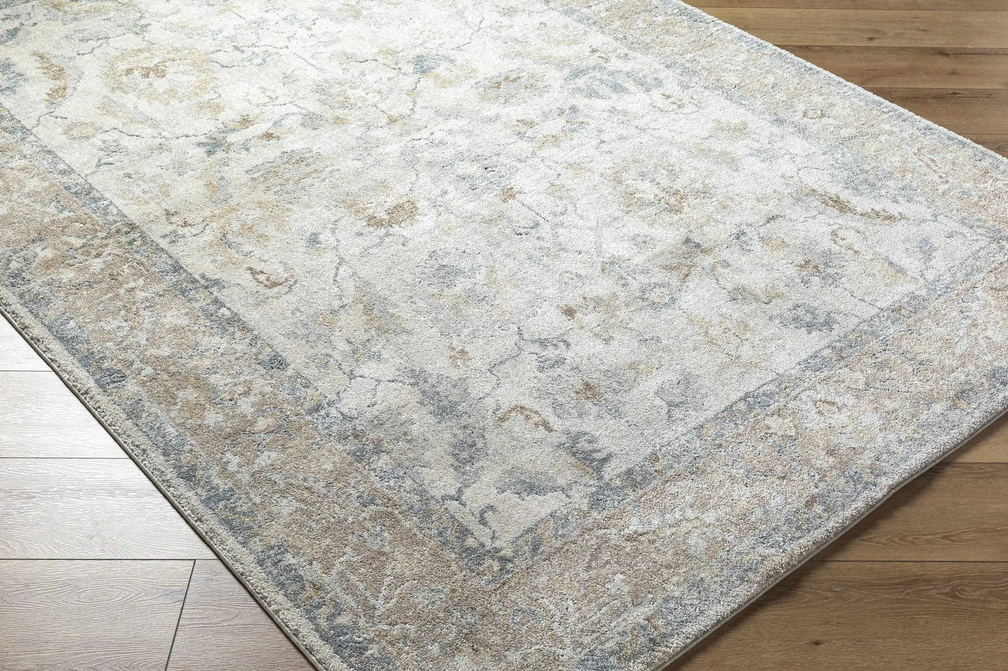 Uriel Thick Luxe Rug by Boutique Rugs, light gray blue abstract pattern, plush pile on Tampa Home & Garden Store