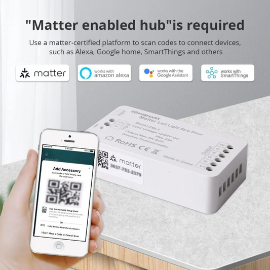 ZML3 Matter Over WiFi LED Strip Light Controller RGBCW - Smart LED Driver Compatible with Alexa, Google Home, and Apple Home App - Tampa soil911.com