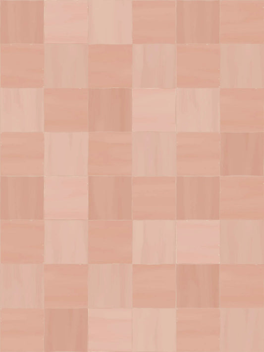 Zellige Wallpaper Rose pattern in peach tones; Samantha Santana Creative Moroccan tile design on Tampa Home & Garden Store