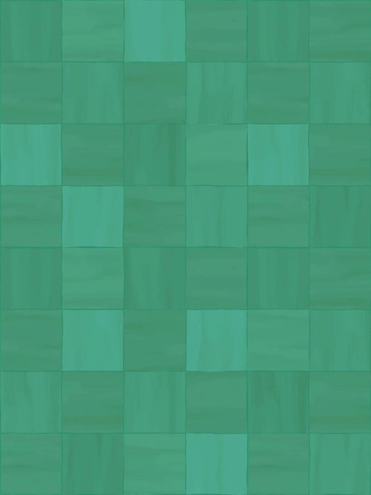 Zellige Teal Wallpaper square tile pattern by Samantha Santana Creative, teal wallpaper on Tampa Home & Garden Store