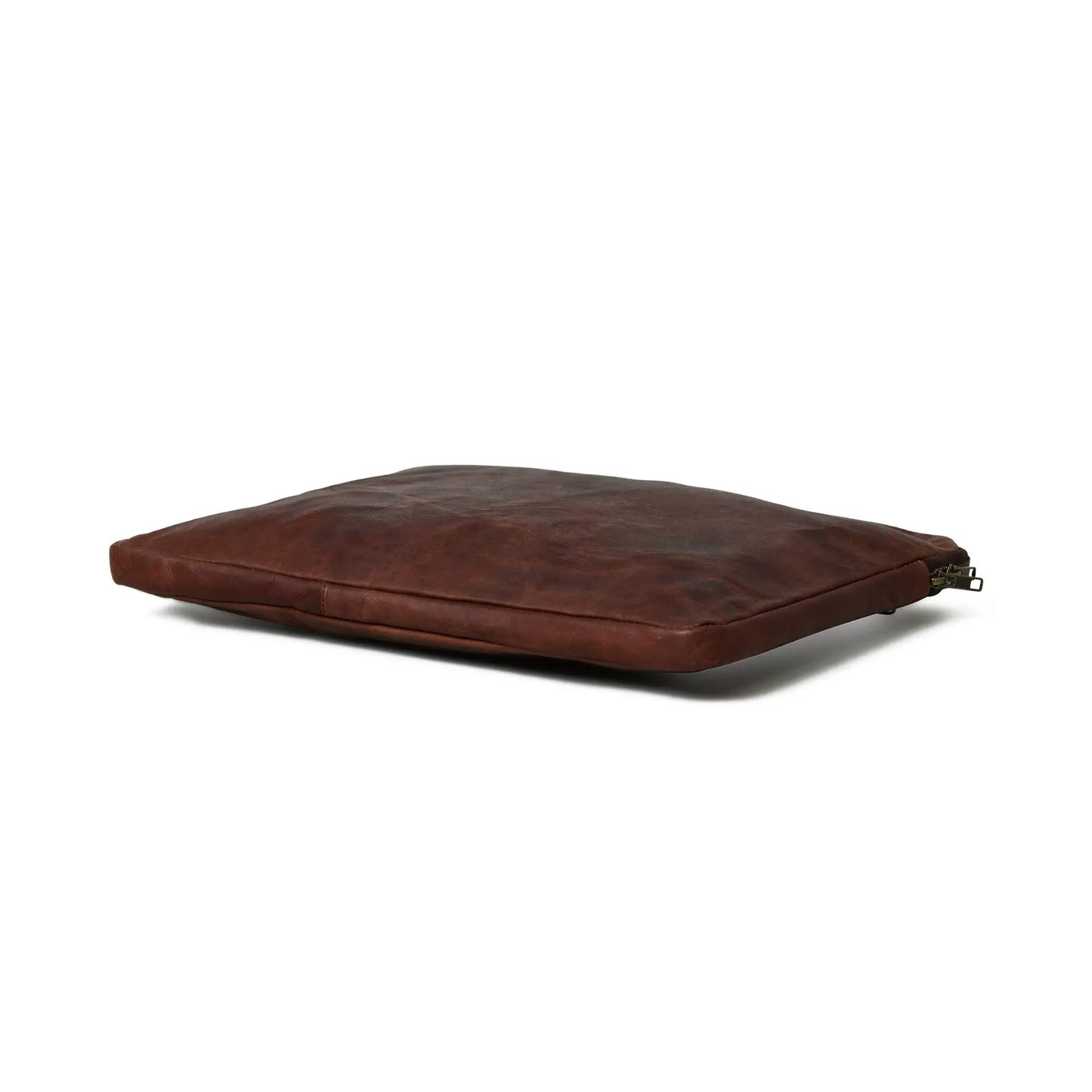 Zento leather laptop sleeve dark brown with zipper, slim profile on Tampa Home & Garden Store