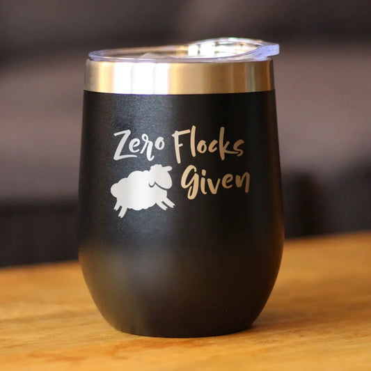 Zero Flocks Given Sheep Wine Tumbler bevvee black matte finish on Tampa Home & Garden Store