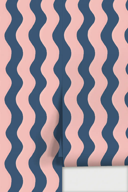 Wallpaper Ziggy Stripe blue and pink wavy pattern removable Samantha Santana Creative on Tampa Home & Garden Store