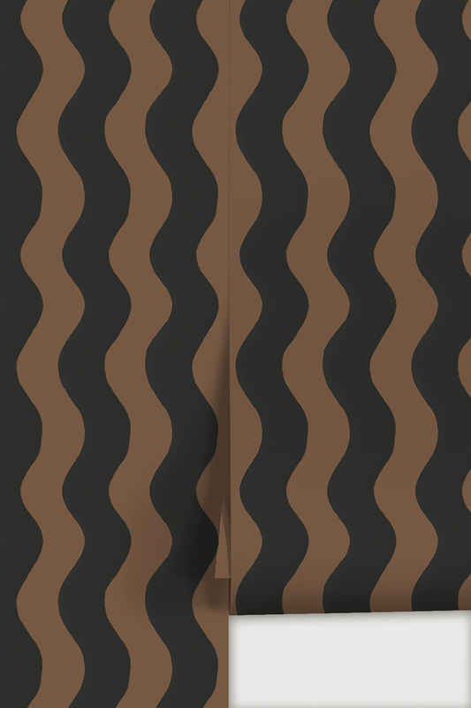 Ziggy Stripe Wallpaper, brown and black - Tampa Home & Garden Store