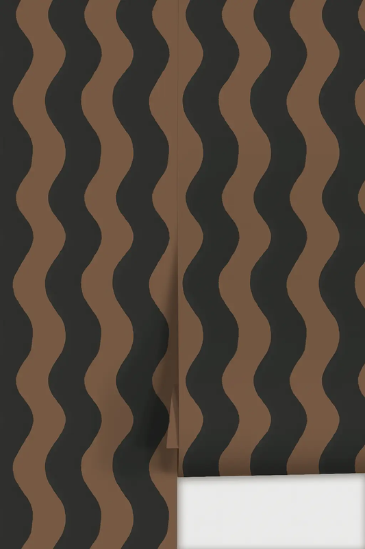 Ziggy Stripe Wallpaper brown and black Samantha Santana Creative on Tampa Home & Garden Store