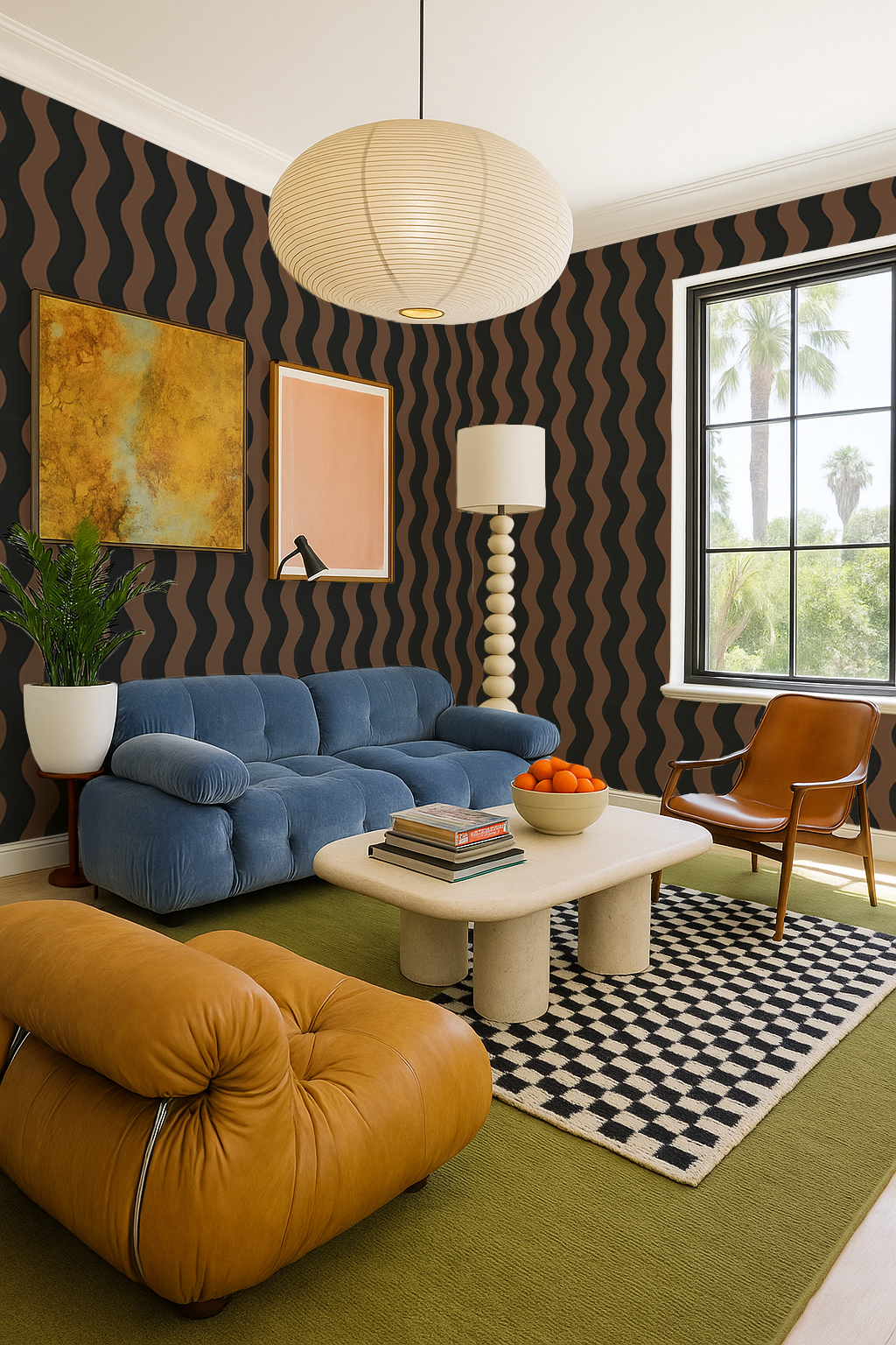 Ziggy Stripe Wallpaper, brown and black - Tampa Home & Garden Store